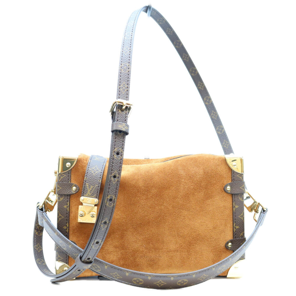 LOUIS VUITTON M15072 Monogram Suede Calf Leather Tan Side Trunk MM Shoulder B...